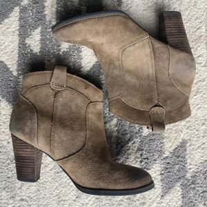 Clarks Tan Leather Heeled Booties
